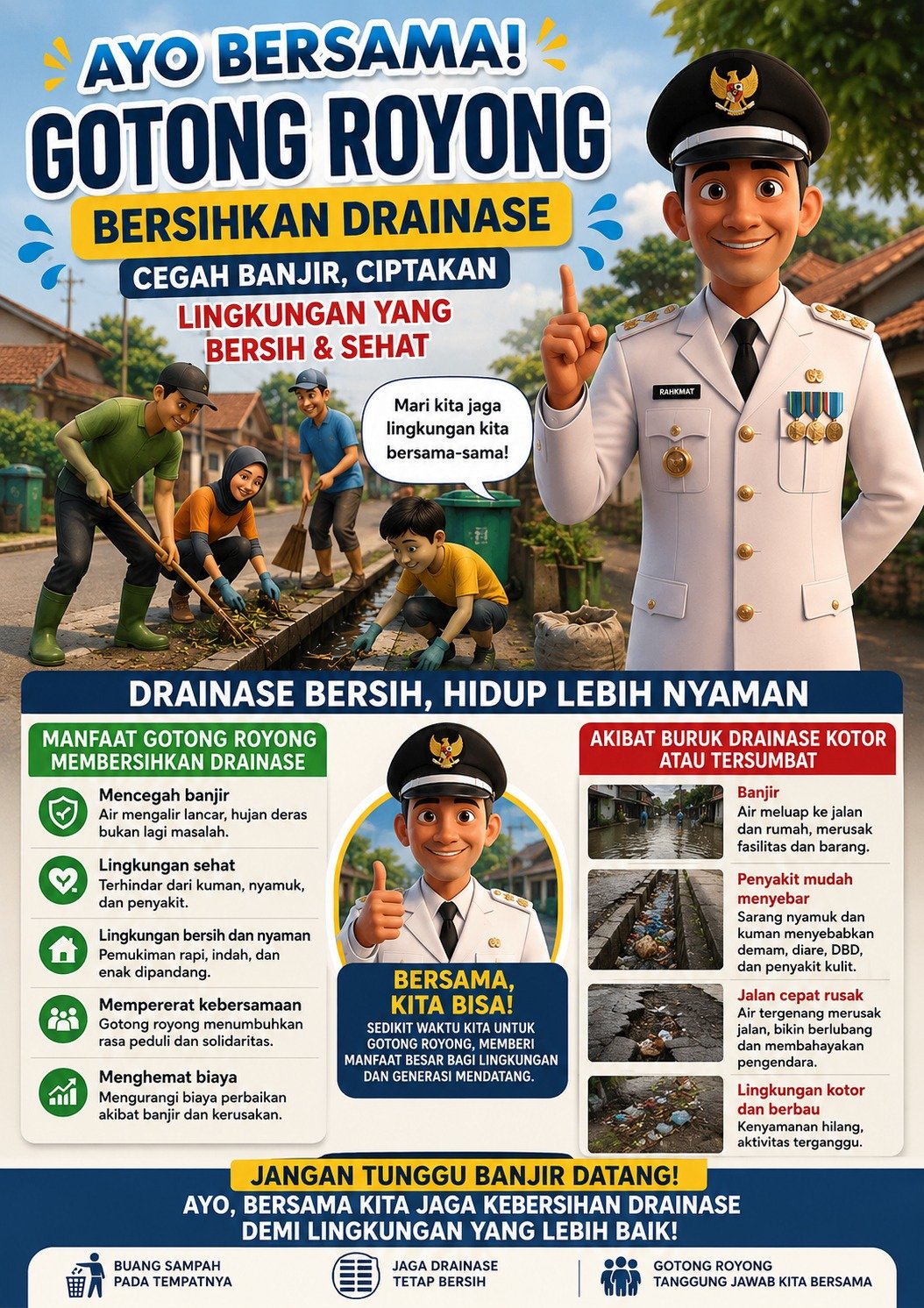 AYO GOTONG ROYONG BERSIHKAN DRAINASE!
